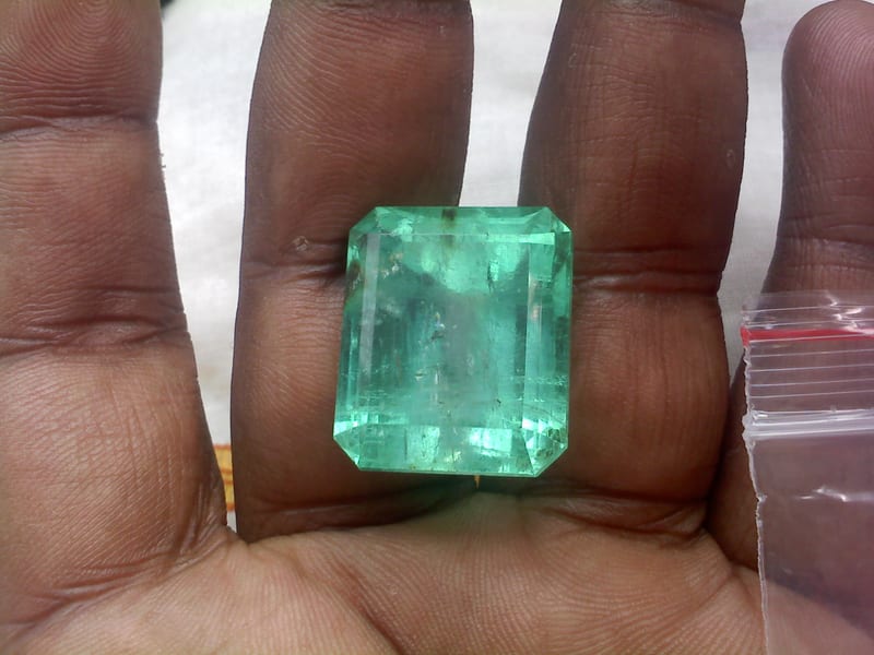6.80 carat natural Zambian emerald, large emerald cut Panna